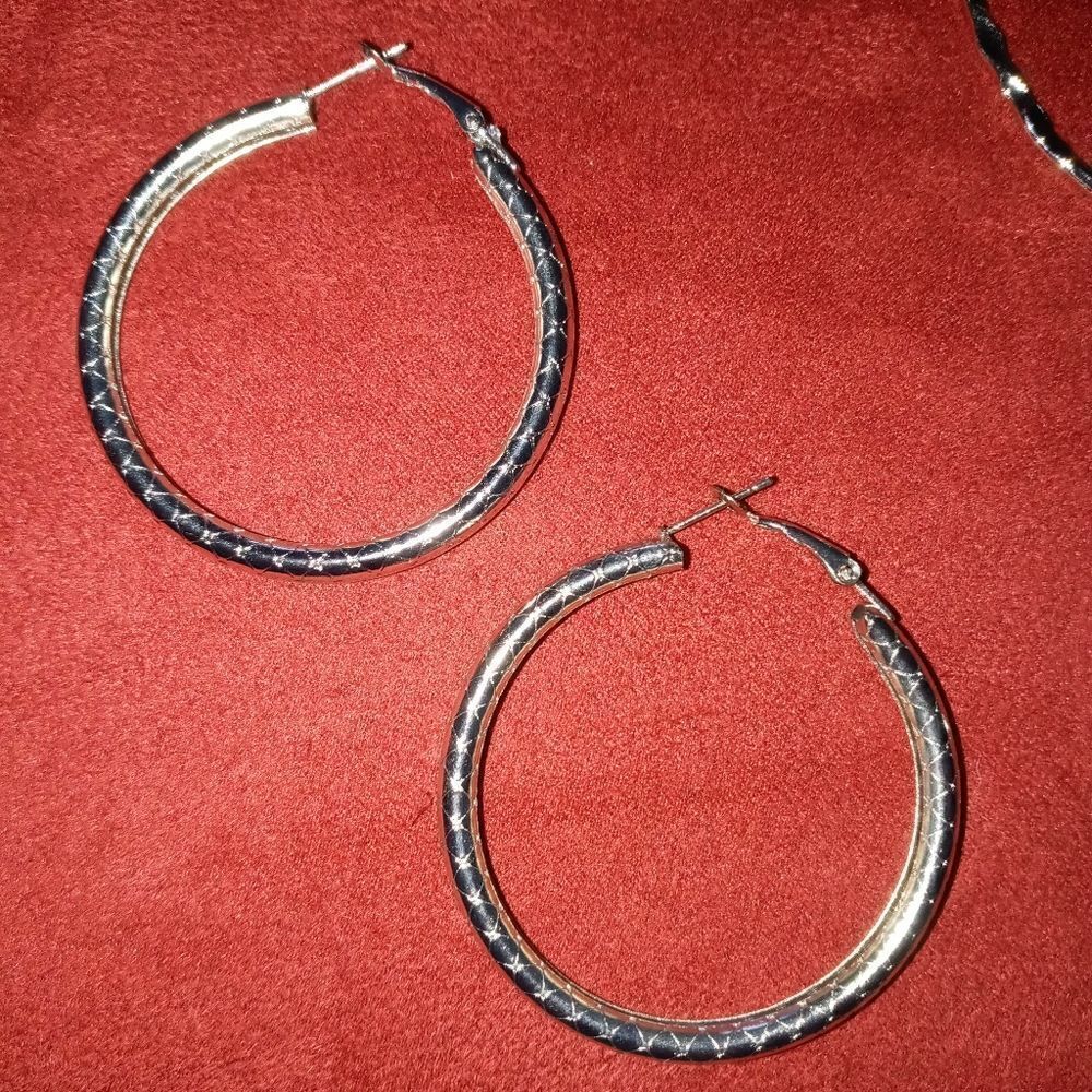 Cubic zirconia golf Or Silver Pair Of hoops - Picture 7 of 10